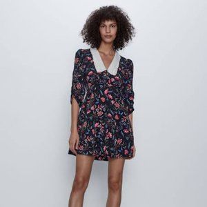 Zara Embroidered Collar Print Dress